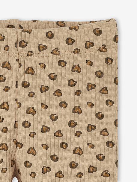 Printed Ribbed Knit Leggings for Babies anthracite+taupe - vertbaudet enfant 