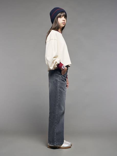 Wide-Leg Carpenter Trousers for Girls, JONEN denim grey+medium blue - vertbaudet enfant 
