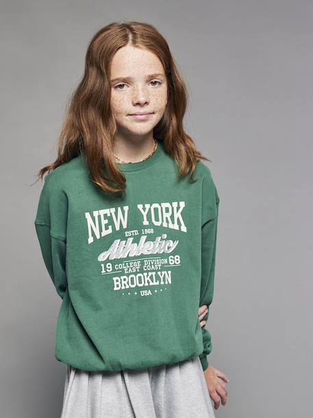 Sweatshirt with New York design for girls JONEN English green - vertbaudet enfant 