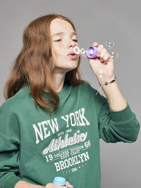 Sweatshirt with New York design for girls JONEN English green - vertbaudet enfant 