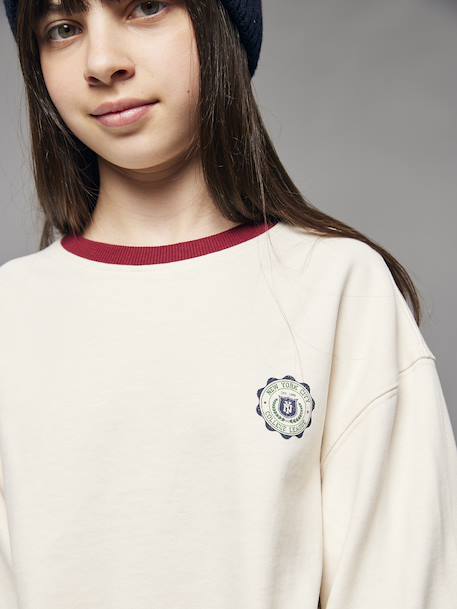 Cropped T-Shirt with Motif on the Back for Girls, JONEN ecru+vanilla - vertbaudet enfant 