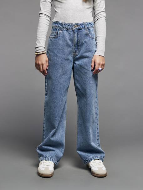 Loose-Fit Jeans for Girls, JONEN denim grey+medium blue - vertbaudet enfant 