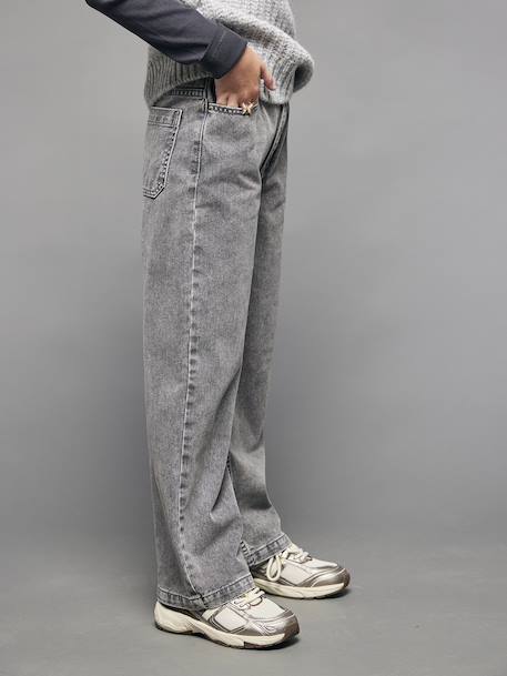 Loose-Fit Jeans for Girls, JONEN denim grey+medium blue - vertbaudet enfant 