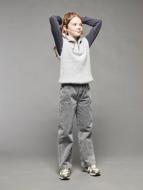 Loose-Fit Jeans for Girls, JONEN denim grey+medium blue - vertbaudet enfant 