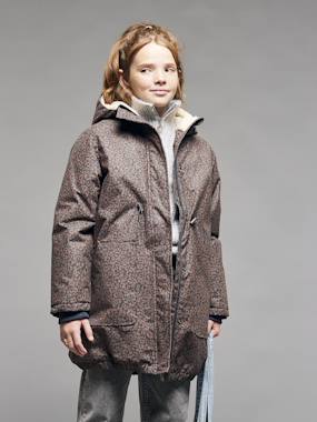 Parka fille léopard doublée sherpa  - vertbaudet enfant