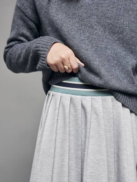 Fleece Pleated Skirt for Girls, JONEN marl grey - vertbaudet enfant 