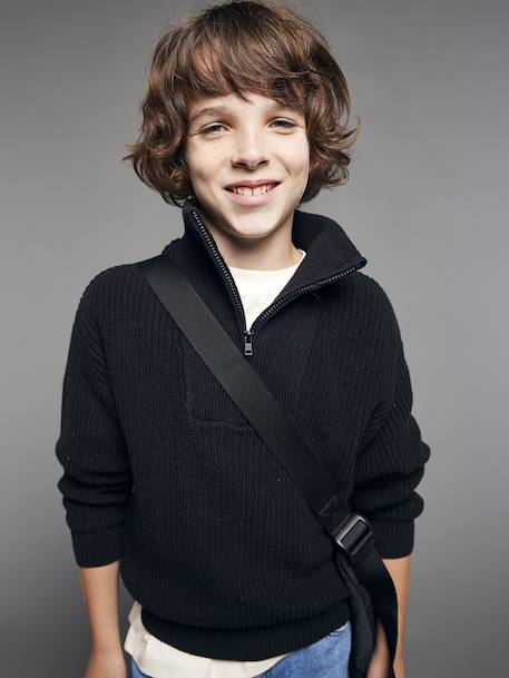 Funnel-Neck Jumper for Boys, JONEN anthracite - vertbaudet enfant 