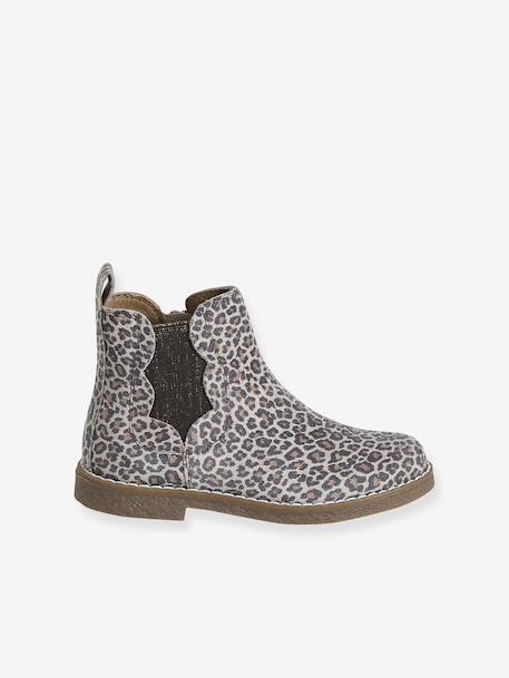 Leather Boots with Seams, for Girls black+brown+navy blue+set beige+taupe - vertbaudet enfant 