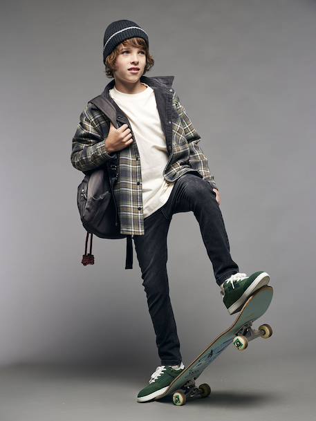 Distressed-Effect Slim Fit Jeans, JONEN black denim+stone - vertbaudet enfant 
