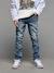 Distressed-Effect Slim Fit Jeans, JONEN black denim+stone - vertbaudet enfant 
