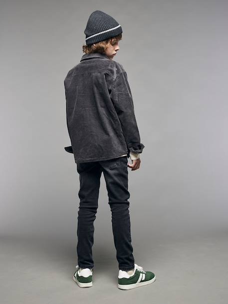 Distressed-Effect Slim Fit Jeans, JONEN black denim+stone - vertbaudet enfant 