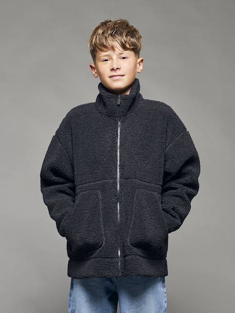 Long-Sleeved Sherpa Sweatshirt for Boys, JONEN anthracite - vertbaudet enfant 