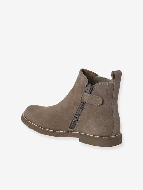 Leather Boots with Seams, for Girls black+brown+navy blue+set beige+taupe - vertbaudet enfant 