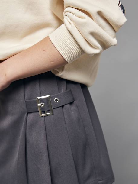 Jupe-short plissée fille anthracite - vertbaudet enfant 