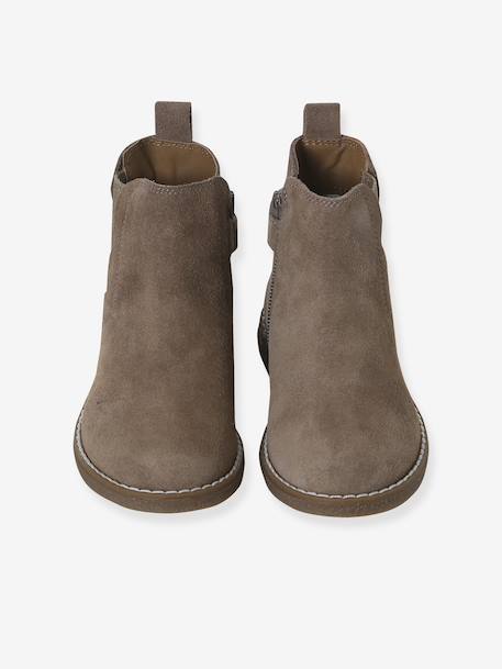 Leather Boots with Seams, for Girls black+brown+navy blue+set beige+taupe - vertbaudet enfant 