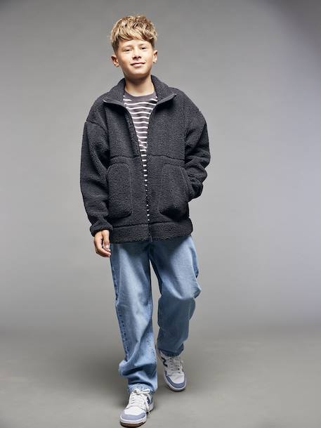 Long-Sleeved Sherpa Sweatshirt for Boys, JONEN anthracite - vertbaudet enfant 