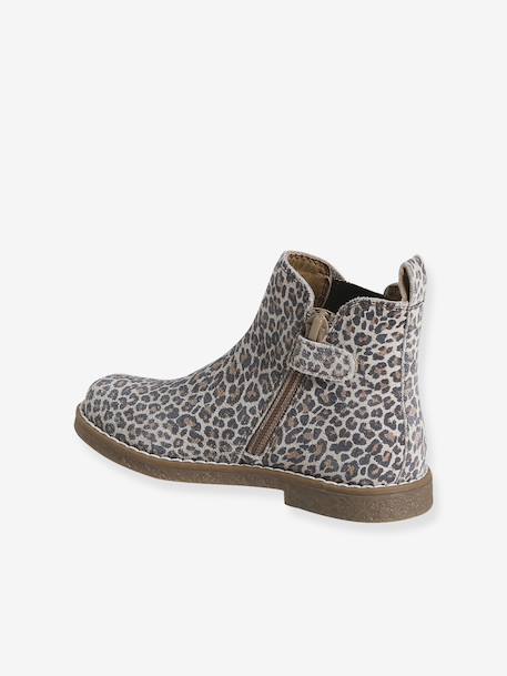 Leather Boots with Seams, for Girls black+brown+navy blue+set beige+taupe - vertbaudet enfant 