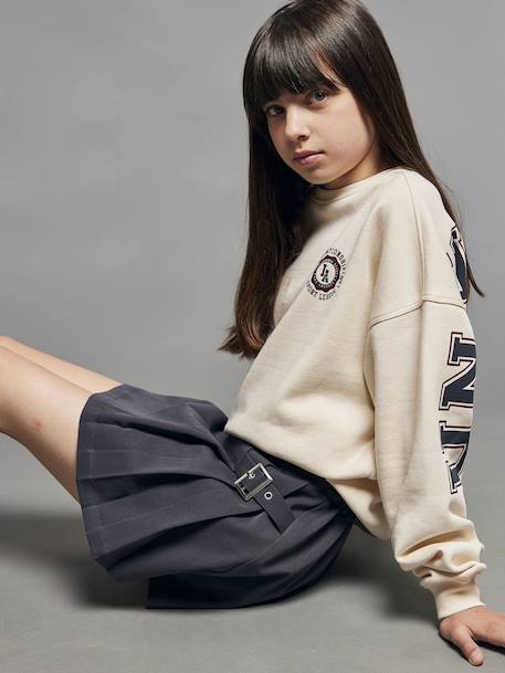 Pleated Skort for Girls, JONEN anthracite+navy blue - vertbaudet enfant 