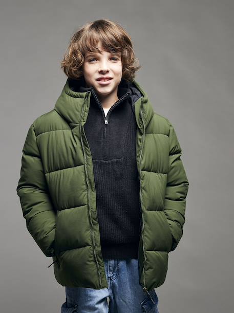 Doudoune garçon puffy anthracite+gris ardoise+kaki - vertbaudet enfant 