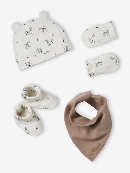 Ensemble bonnet, moufles, foulard et chaussons bébé beige - vertbaudet enfant 