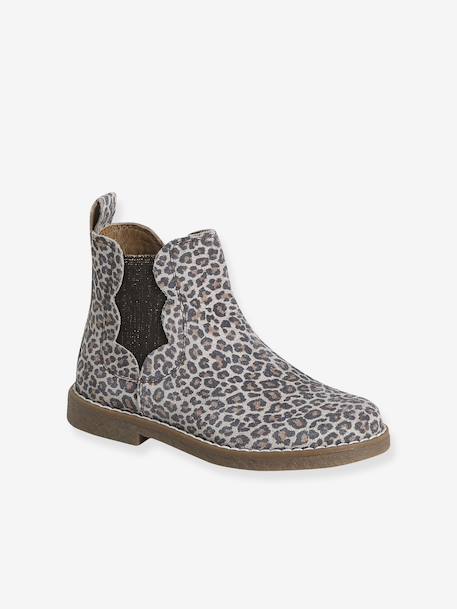 Boots enfant fille cuir détails festons lot beige+marine+marron+noir+taupe - vertbaudet enfant 