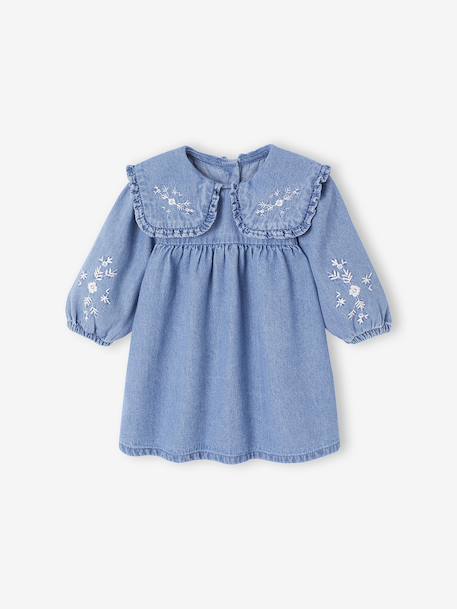 Robe bébé en denim brodé stone - vertbaudet enfant 
