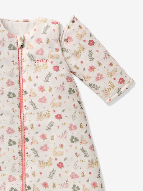 Baby sleeping bag with detachable long sleeves, ENCHANTED RABBIT printed white - vertbaudet enfant 