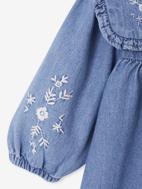 Robe bébé en denim brodé stone - vertbaudet enfant 