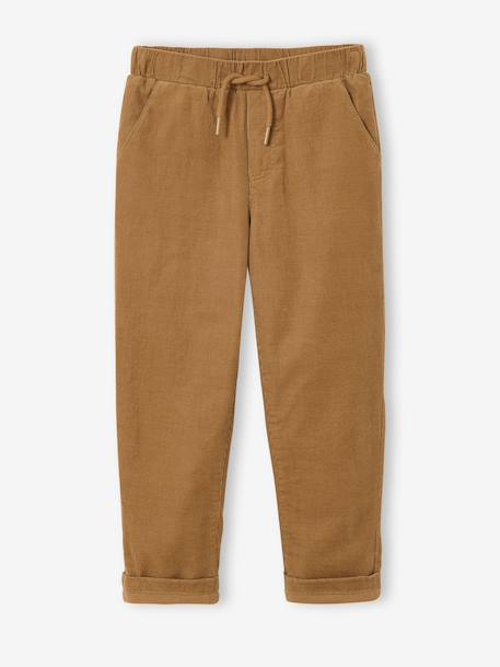 Corduroy Trousers with Adjustable Elasticated Waist for Boys pecan nut - vertbaudet enfant 