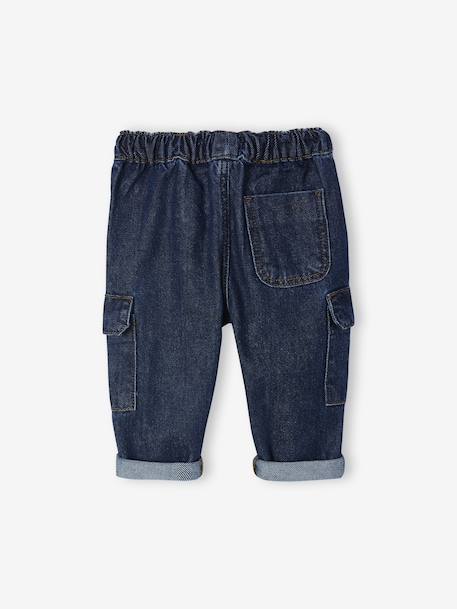 Denim Cargo Trousers for Babies brut denim - vertbaudet enfant 