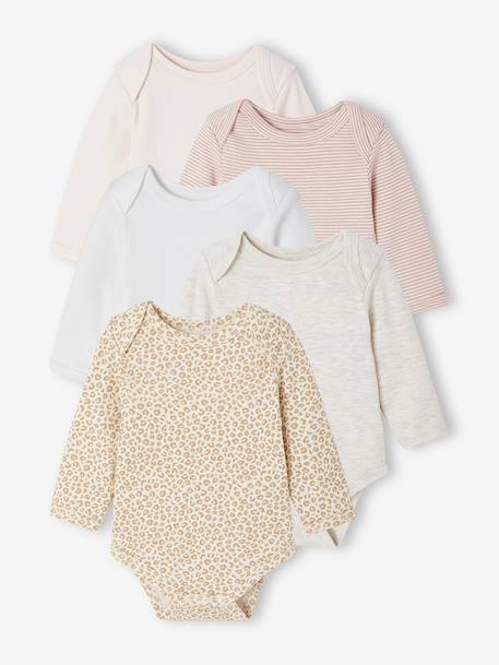 Pack of 5 Bodysuits with Cut-Away Shoulders for Newborns ecru - vertbaudet enfant 