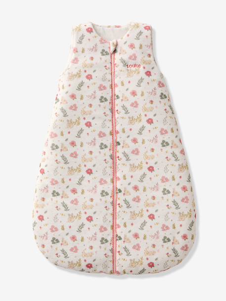Baby sleeping bag with detachable long sleeves, ENCHANTED RABBIT printed white - vertbaudet enfant 