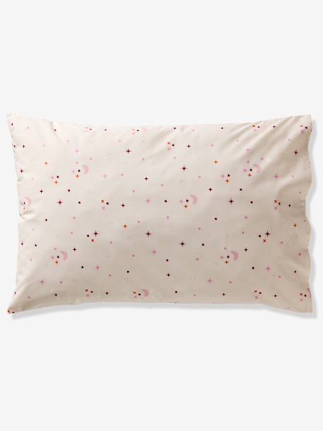 Parure housse de couette + taie d'oreiller enfant réversible BIRDY, avec coton recyclé rose poudré - vertbaudet enfant 