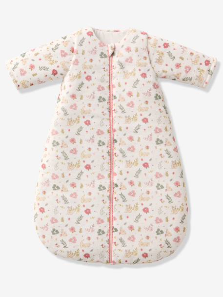 Baby sleeping bag with detachable long sleeves, ENCHANTED RABBIT printed white - vertbaudet enfant 