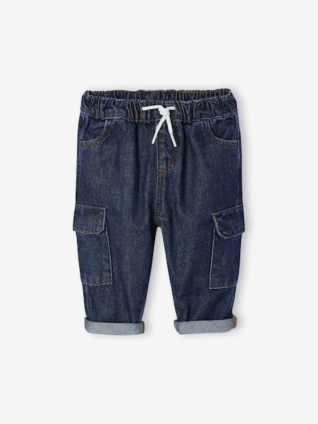 Denim Cargo Trousers for Babies brut denim - vertbaudet enfant 