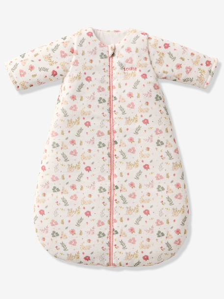 Baby sleeping bag with detachable long sleeves, ENCHANTED RABBIT printed white - vertbaudet enfant 