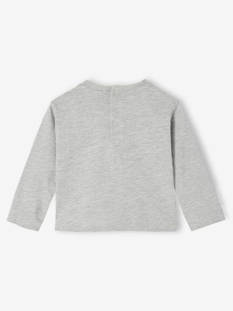 T-shirt bébé manches longues avec imprimé placé devant gris chiné - vertbaudet enfant 