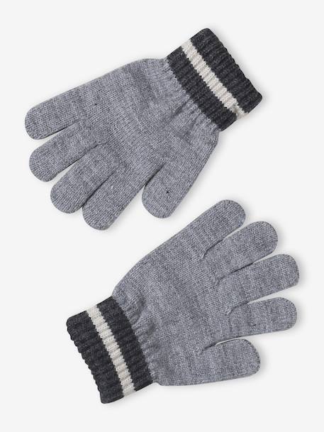 Boys' beanie + snood + gloves 'Mountains' set marl grey+night blue - vertbaudet enfant 