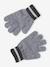 Boys' beanie + snood + gloves 'Mountains' set marl grey+night blue - vertbaudet enfant 