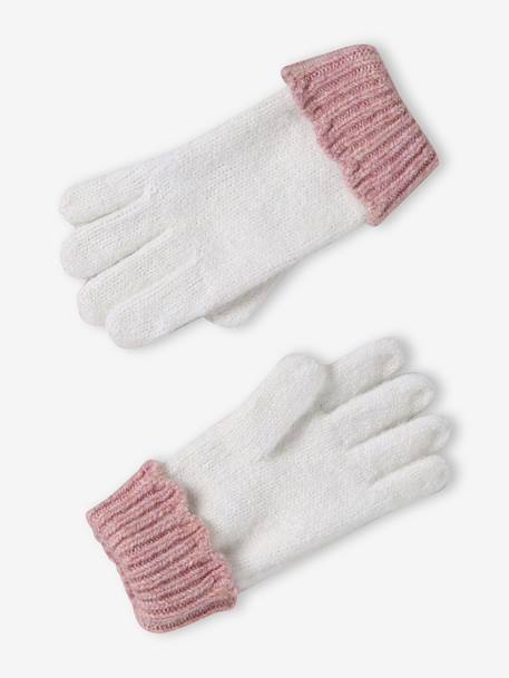 Girl's set: beanie + snood + mittens/gloves ecru - vertbaudet enfant 