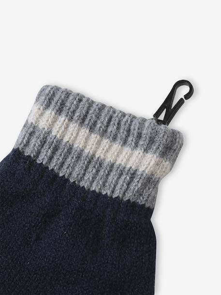 Boys' beanie + snood + gloves 'Mountains' set marl grey+night blue - vertbaudet enfant 