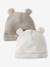 Pack of 2 Beanies with Bear Ears for Newborns ecru+pale blue - vertbaudet enfant 