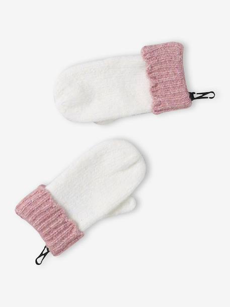 Girl's set: beanie + snood + mittens/gloves ecru - vertbaudet enfant 