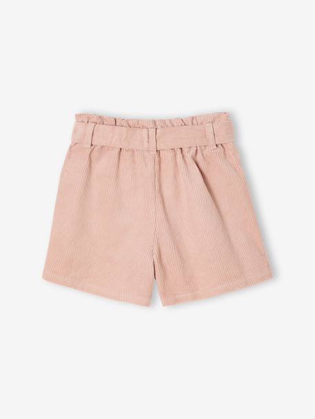 Girl's velvet paperbag shorts rosy - vertbaudet enfant 