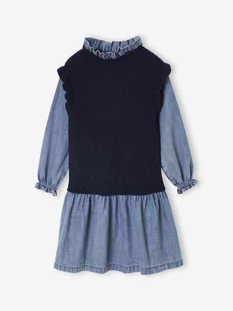 2-in-1 Dress for Girls navy blue - vertbaudet enfant 