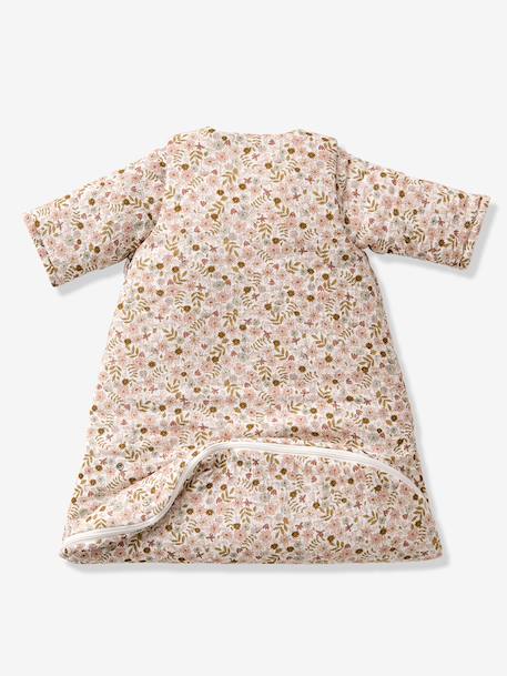 Customisable baby sleeping bag with detachable sleeves FLORA printed white - vertbaudet enfant 