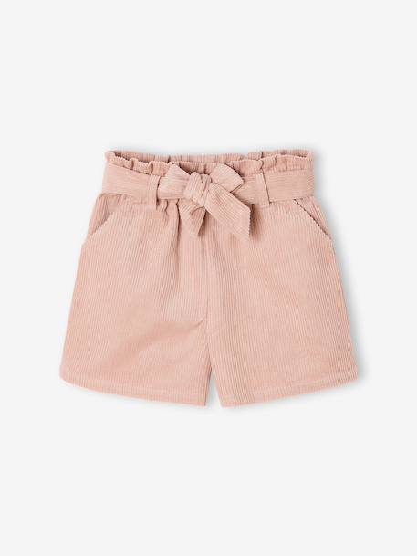Girl's velvet paperbag shorts rosy - vertbaudet enfant 