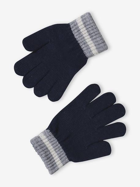 Boys' beanie + snood + gloves 'Mountains' set marl grey+night blue - vertbaudet enfant 