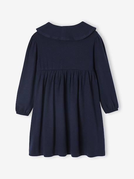 Fancy collared knitted dress for girls blush+navy blue - vertbaudet enfant 