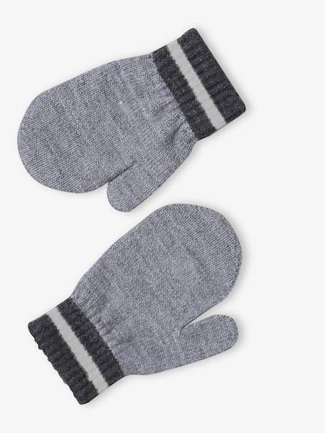 Boys' beanie + snood + gloves 'Mountains' set marl grey+night blue - vertbaudet enfant 